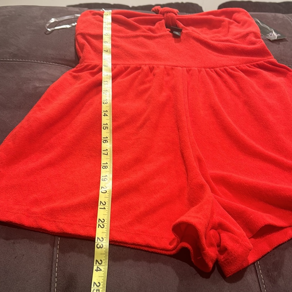 Wild Fable Bright Red Terry Cloth Halter Romper NWT - Picture 10 of 12